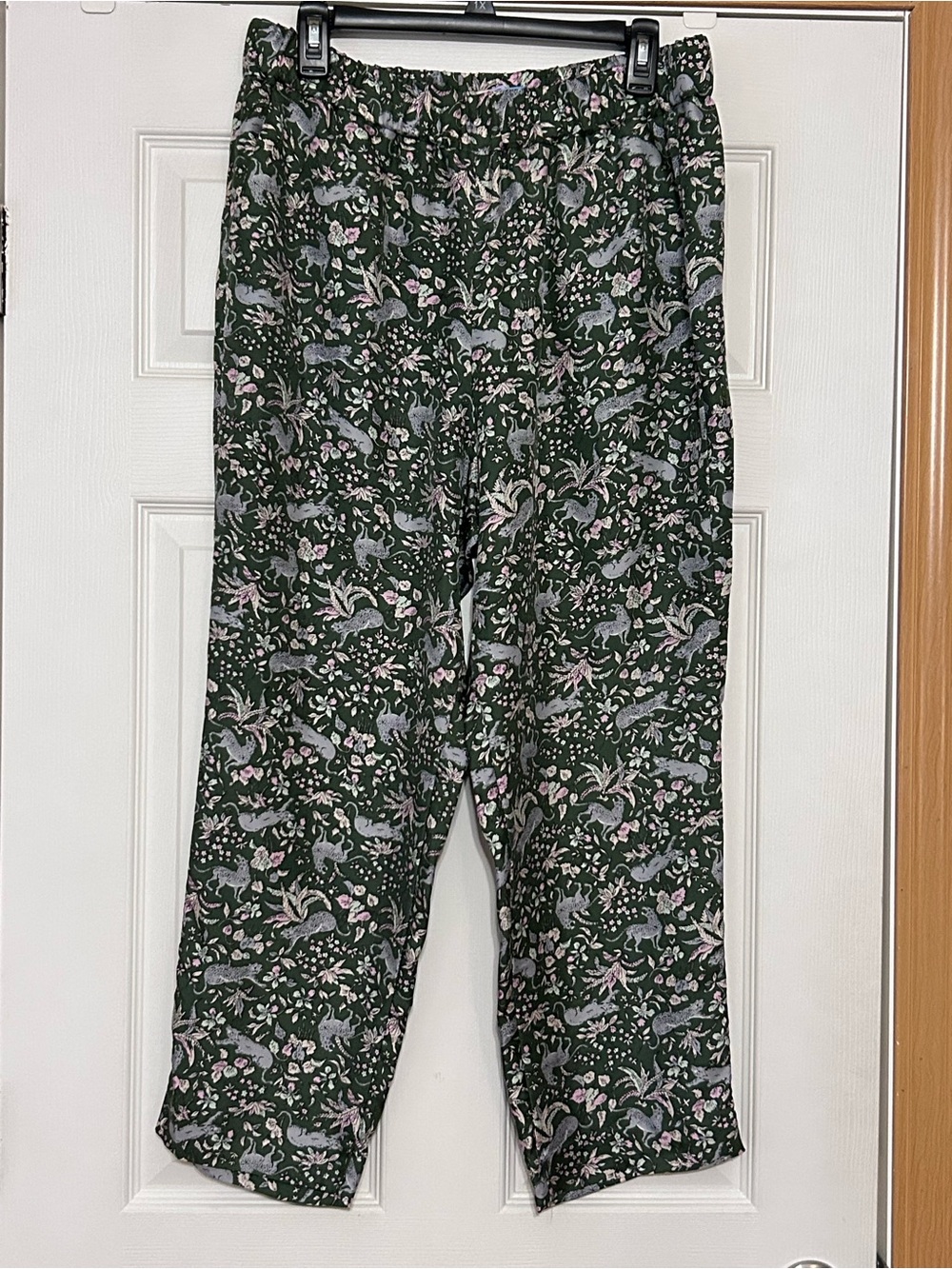 J.Crew Collection 100% Silk Twill Pull-On Pant in Jungle Cat Floral